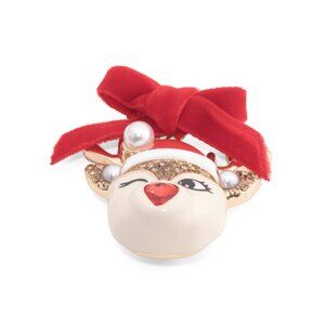 BETSEY JOHNSON Red Large Reindeer Bow Pin
